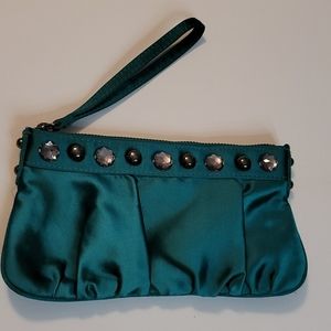 Express Studded Detail Jade Green Zip Wristlet